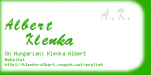 albert klenka business card